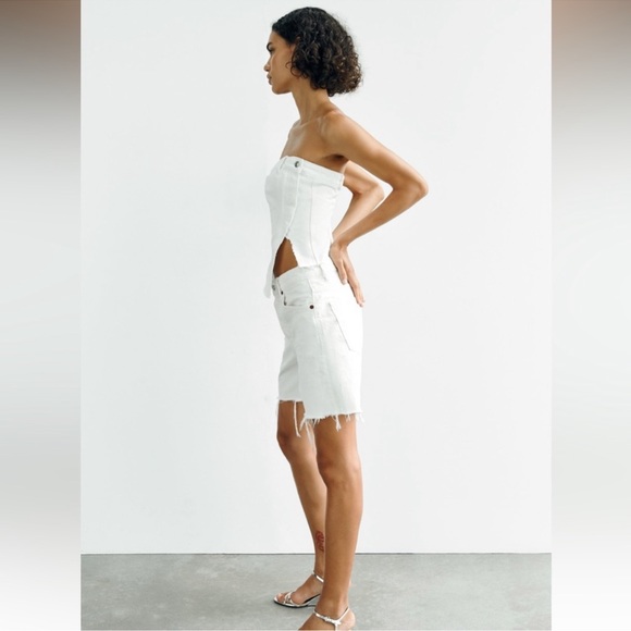 ZARA DENIM TRF CORSET TOP - Picture 4 of 7